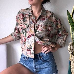 Vintage Floral Button Up Jacket